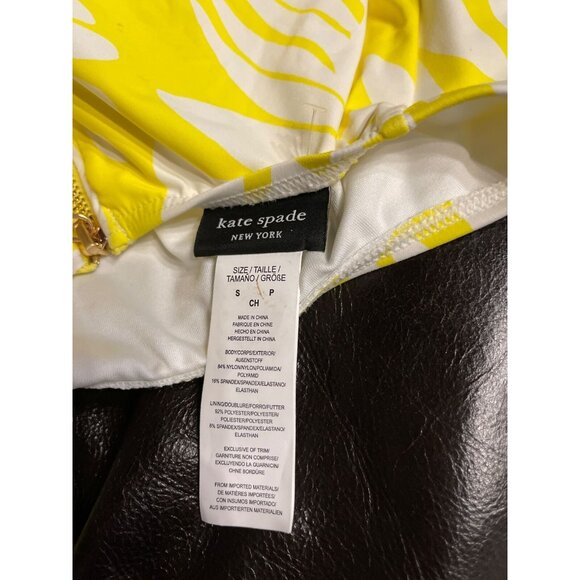 Kate Spade New York Yellow & White Leaf Print Top, Size Small, New With Tag - Picture 4 of 4